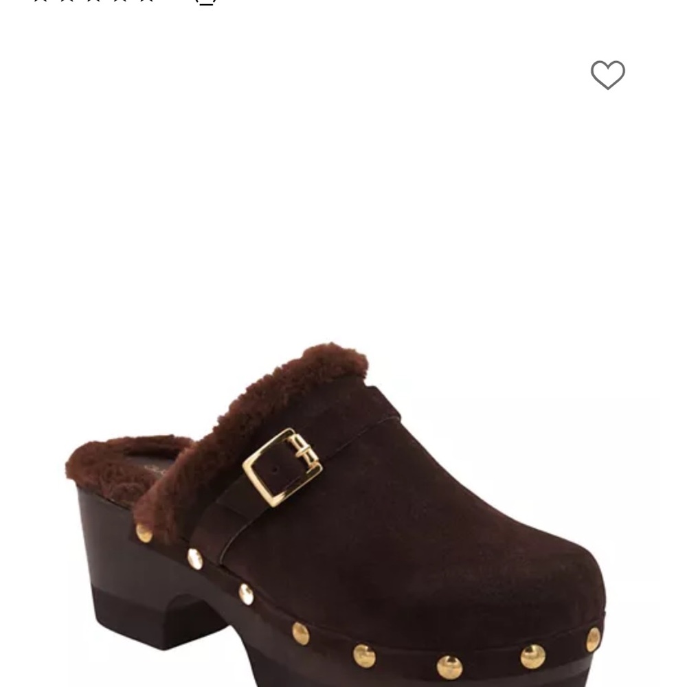 Andre Assous Dark Brown Suede Mules with Gold Studs NEW
